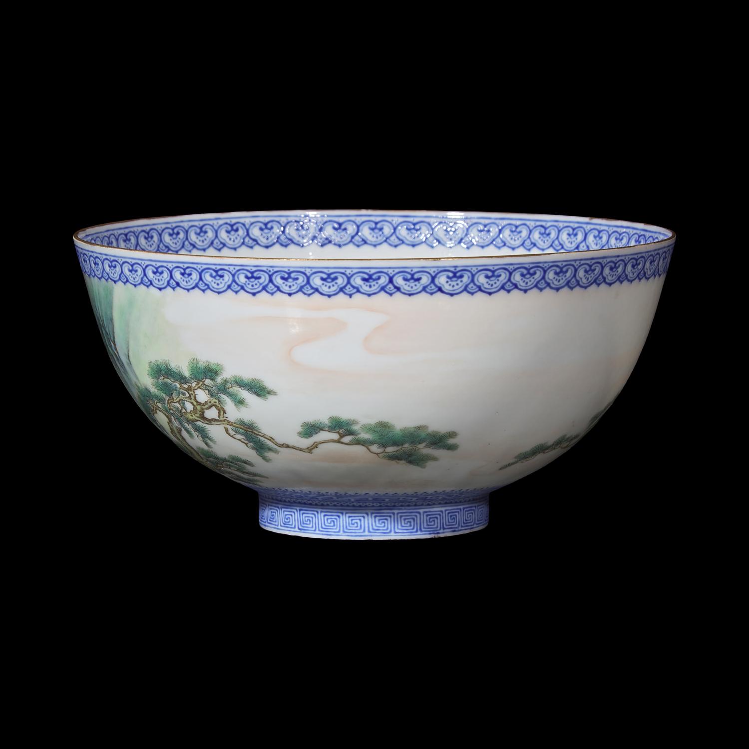 A Chinese Famille-Rose 'Eggshell' Porcelain Bowl, Shilu Mark, Republic Period 民國 石廬款薄胎賀壽圖碗