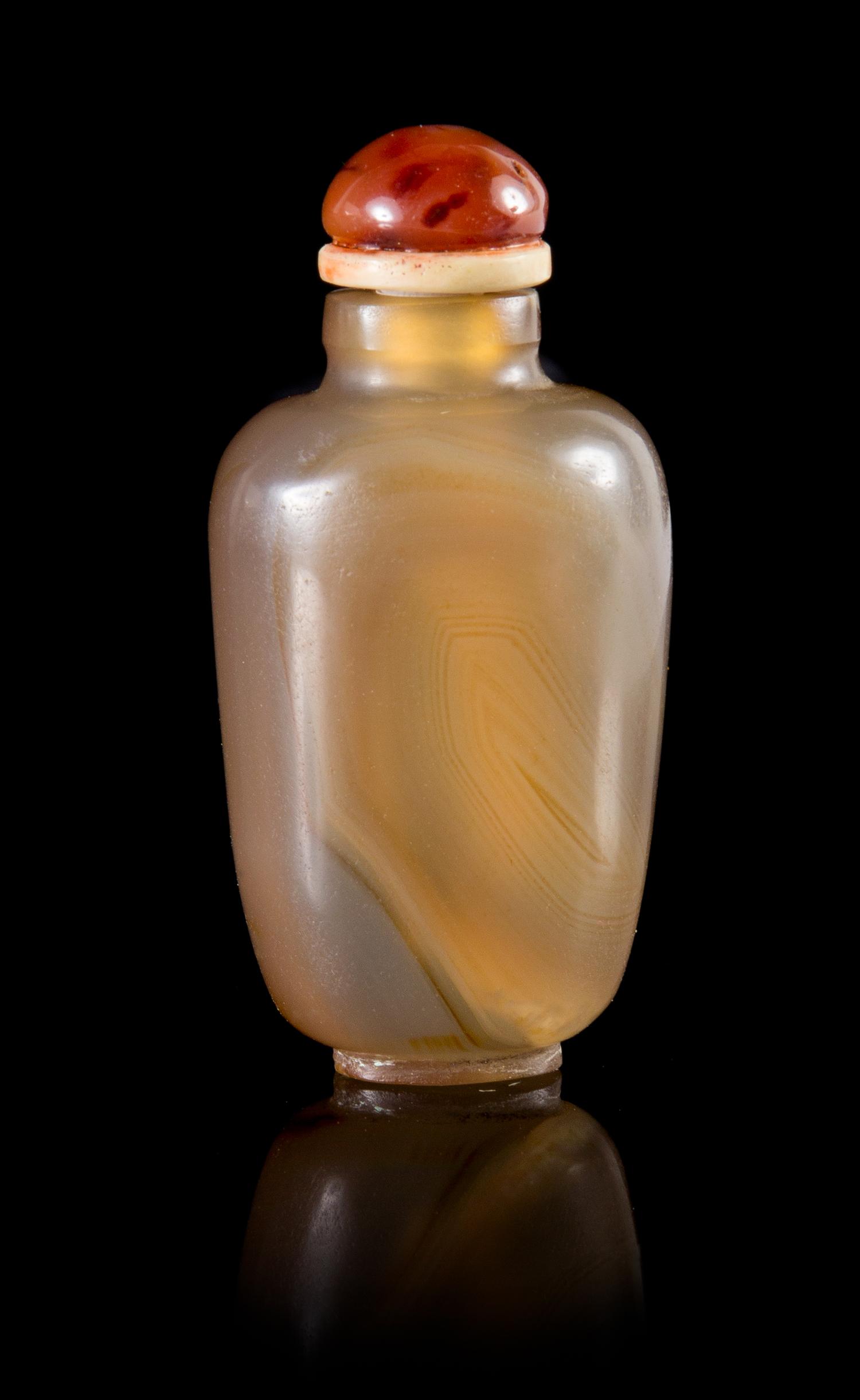 A Banded Agate Snuff Bottle Height 2 1/2 inches.