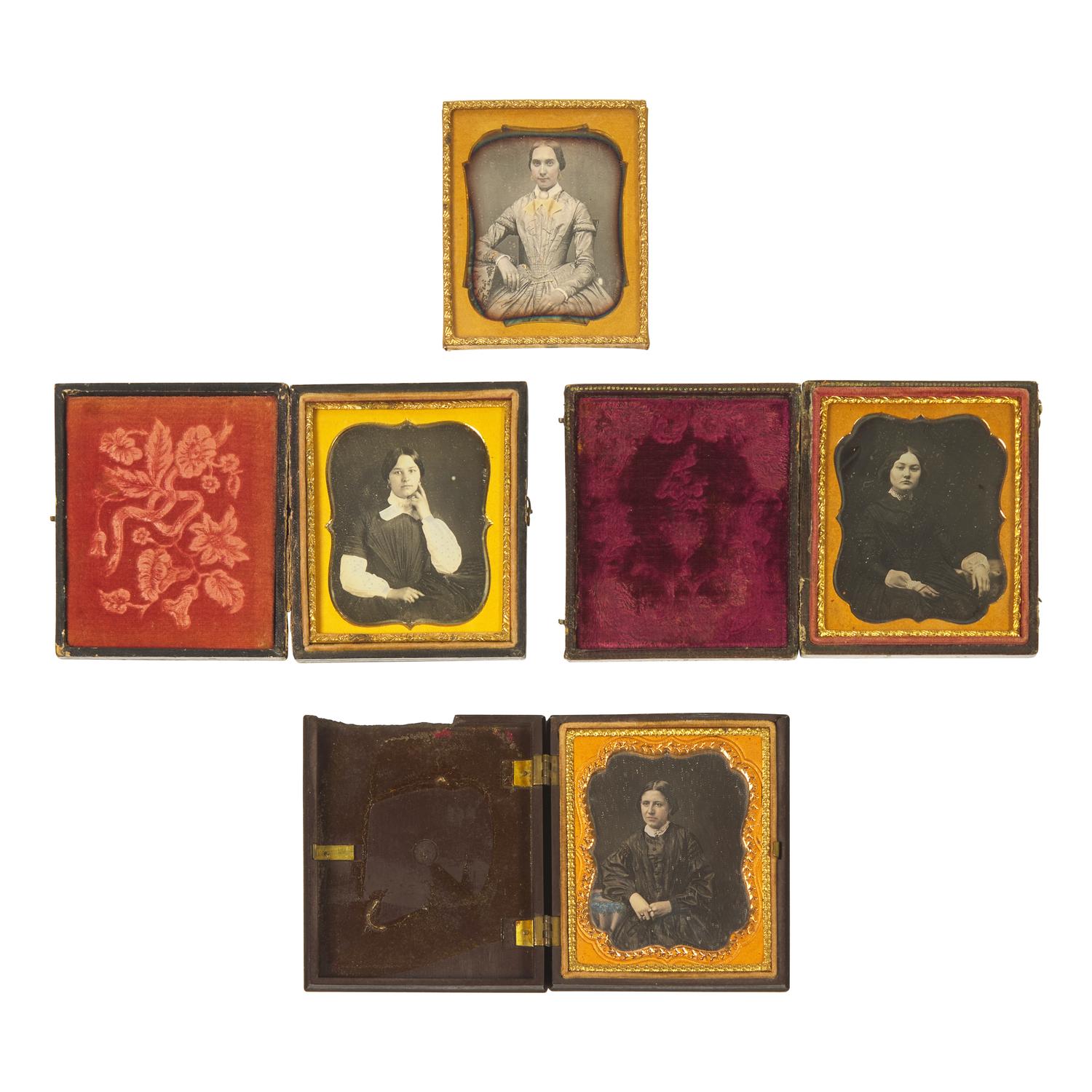 [Early Photography] Group of 32 Sixth Plate Daguerreotypes of Women