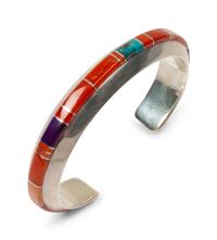 Sterling silver cuff bracelet with channel inlay