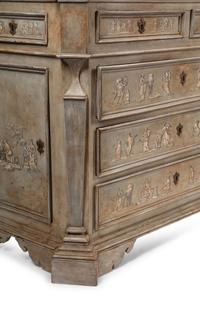 A Pair of Venetian Style Gray-Painted Side Cabinets