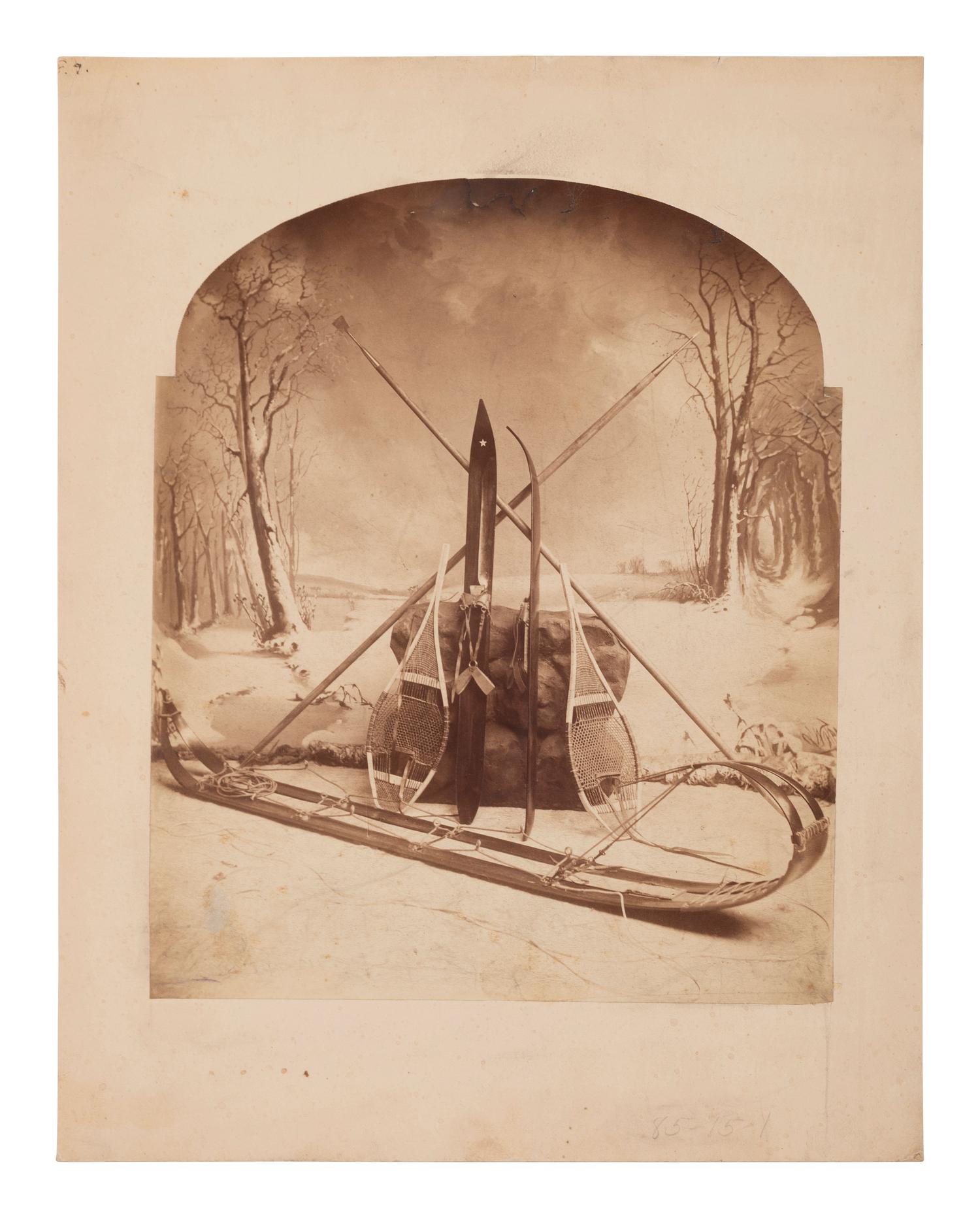 [TRAVEL & EXPLORATION]. Photograph of Admiral Robert E. Peary's arctic equipment for inclusion in his book, with initialed manuscript notation.