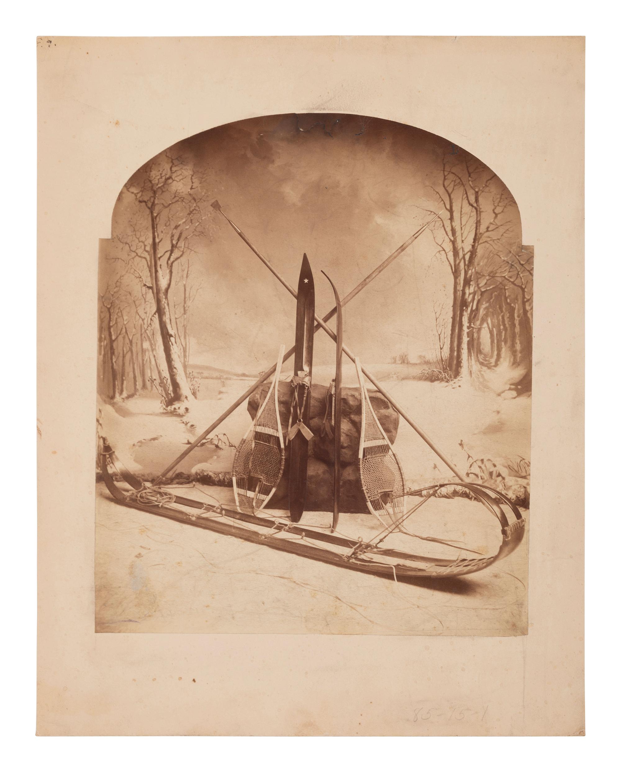 [TRAVEL & EXPLORATION]. Photograph of Admiral Robert E. Peary's arctic equipment for inclusion in his book, with initialed manuscript notation.