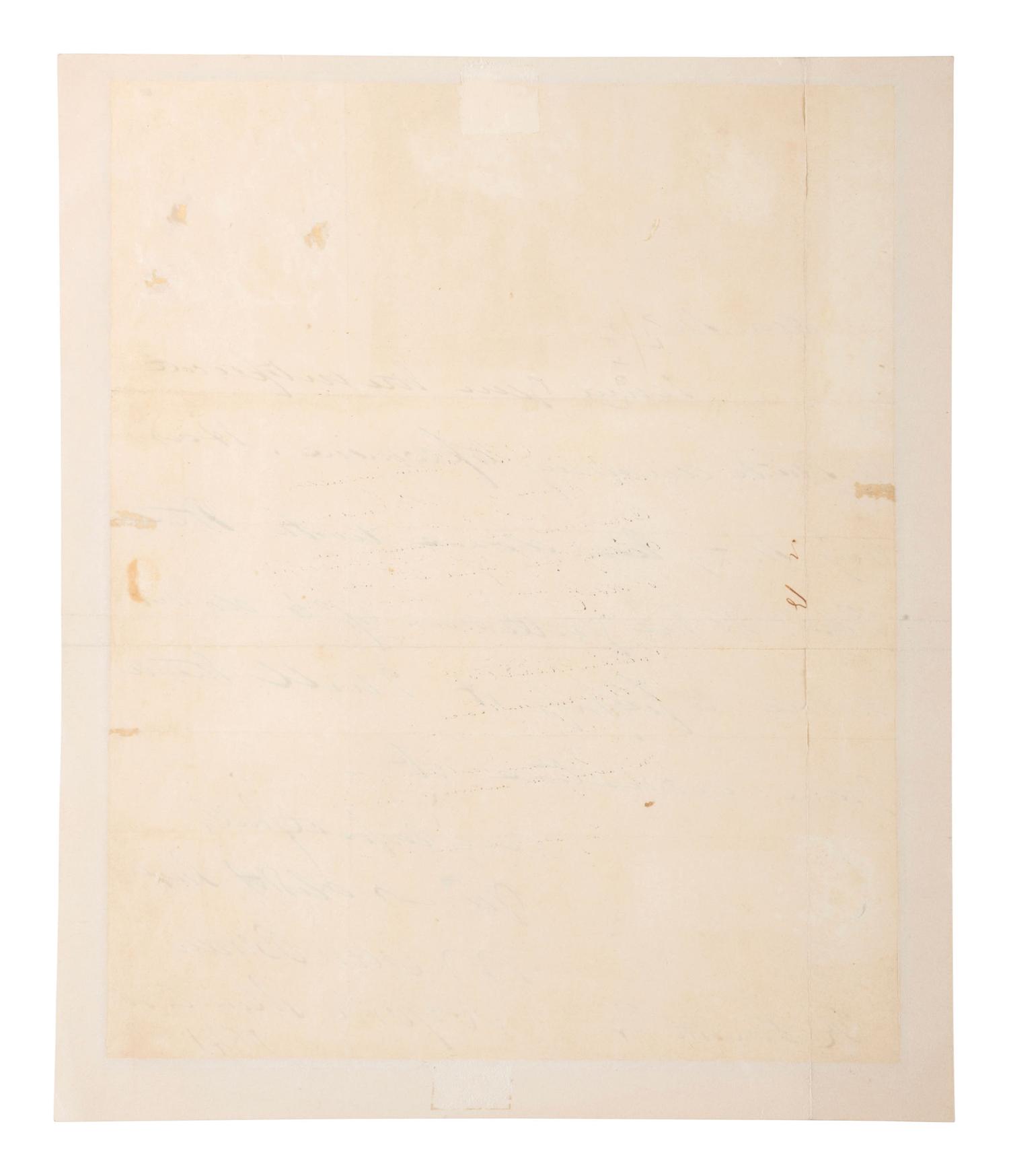 VAN BUREN, Martin (1782-1862). Autograph letter signed ("M. Van Buren") to A. Smith. New York, 30 March 1841. 1 page, 8vo, some offsetting, small separation at crease, mounted.