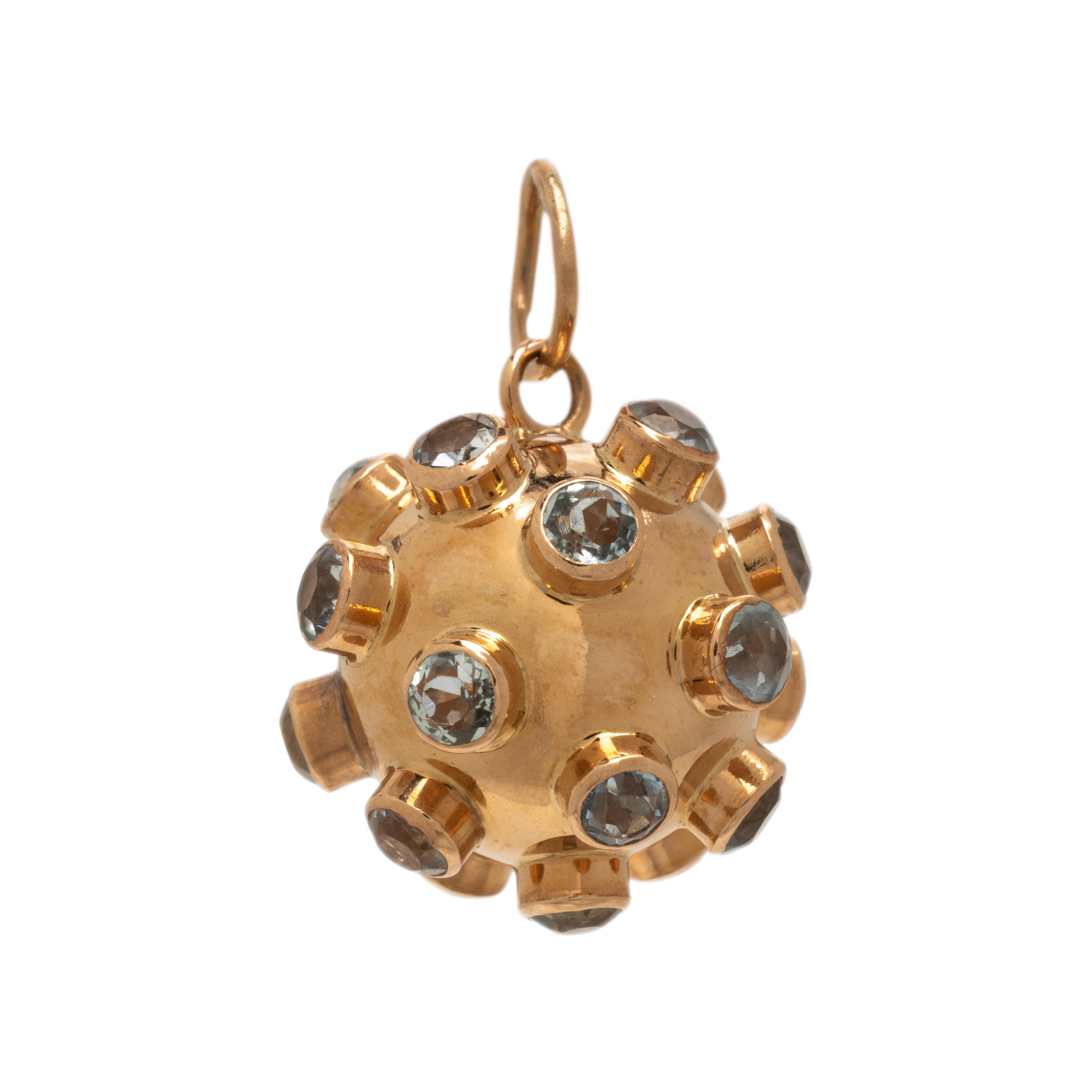 Yellow Gold and Aquamarine Sputnik Pendant