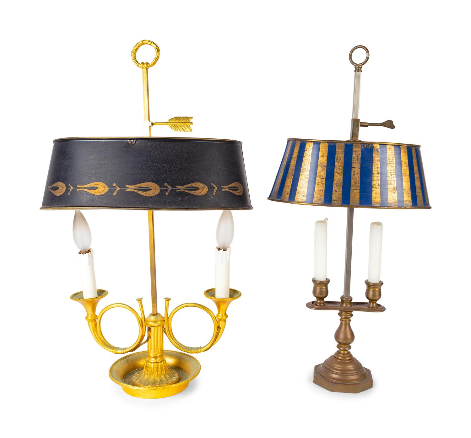 A Group of Four Gilt Metal Bouillotte Style Table Lamps — 20TH CENTURY