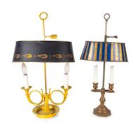 A Group of Four Gilt Metal Bouillotte Style Table Lamps — 20TH CENTURY