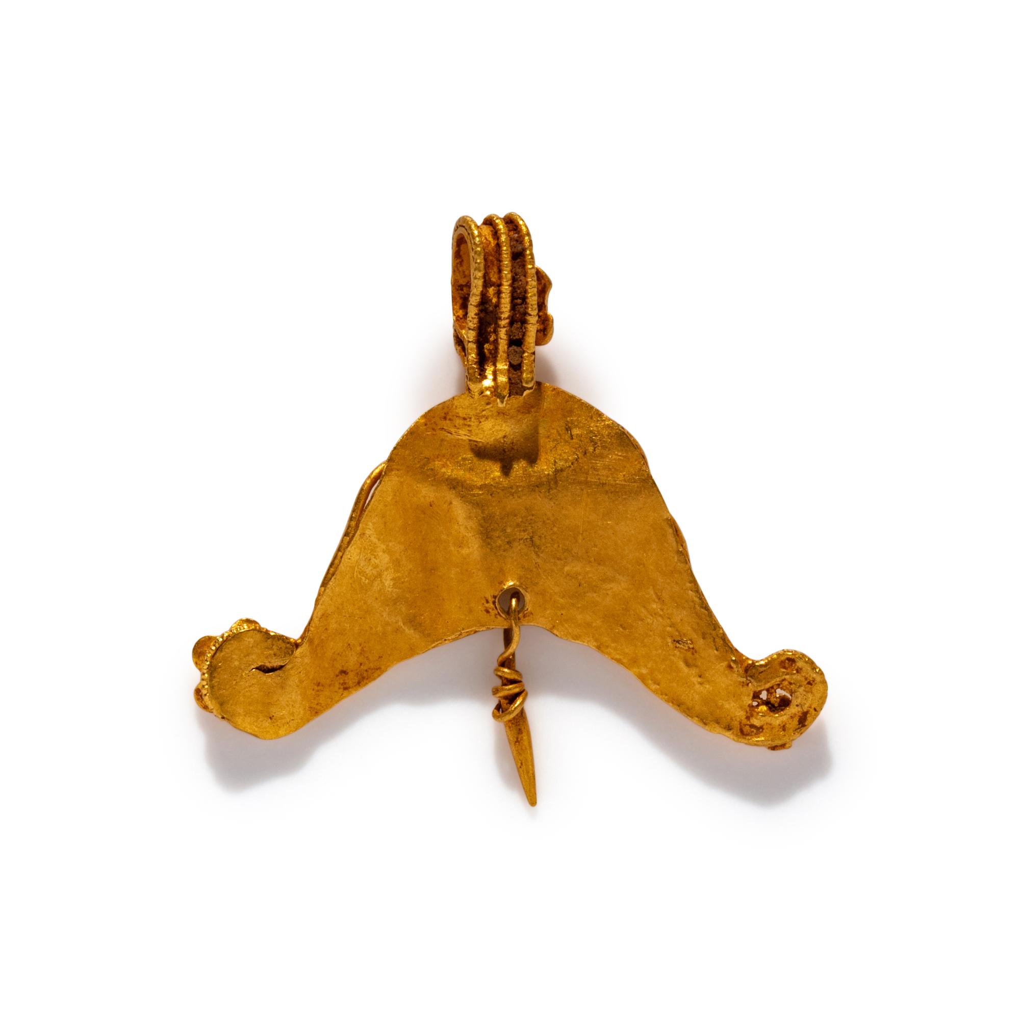 A Hellenistic Gold Crescent-Shaped Pendant with Rosettes and a Stylized Temple