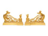 A Pair of Louis XVI Style Gilt Bronze Chenets