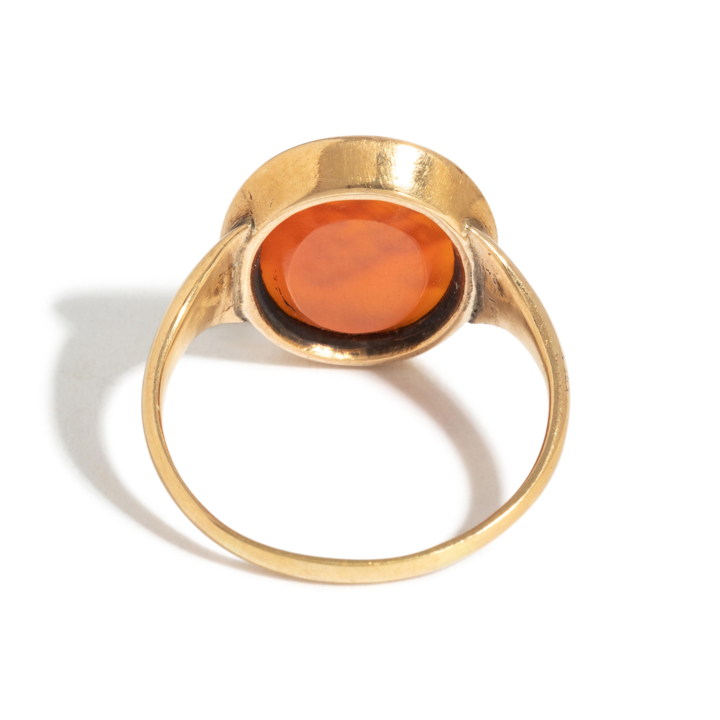 A Neoclassical Gold and Carnelian Finger Ring with the God Silenus