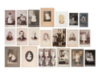 [EARLY PHOTO] Collection of paper photos, incl. CDVs, cabinet cards, RPPCs, silver gelatin prints.