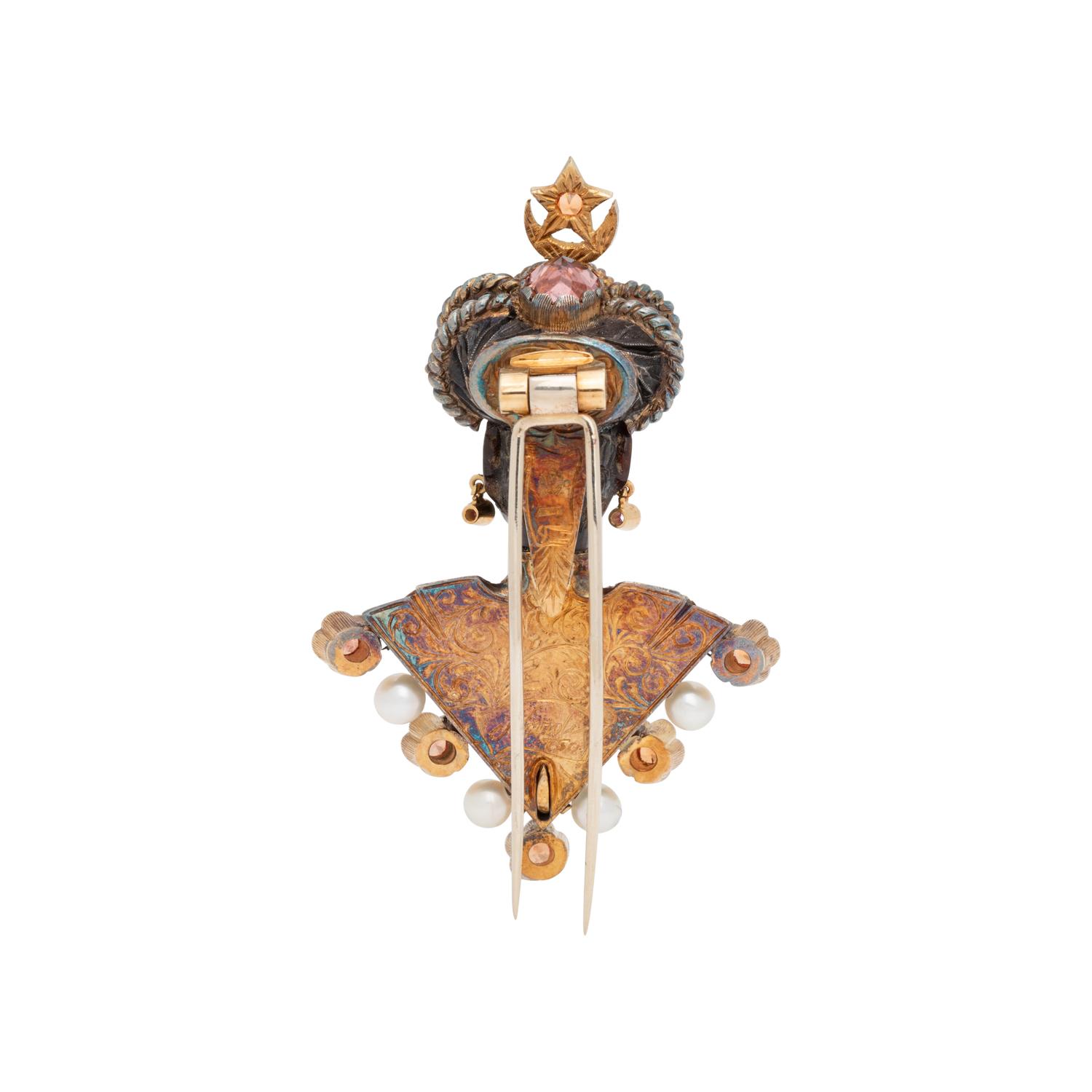 NARDI, YELLOW GOLD AND MULTIGEM BLACKAMOOR BROOCH