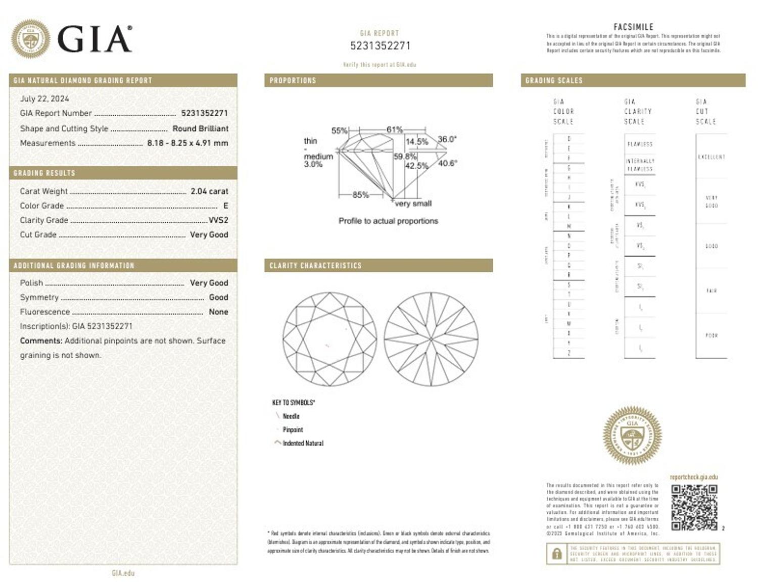 2.04 CARAT ROUND BRILLIANT CUT DIAMOND