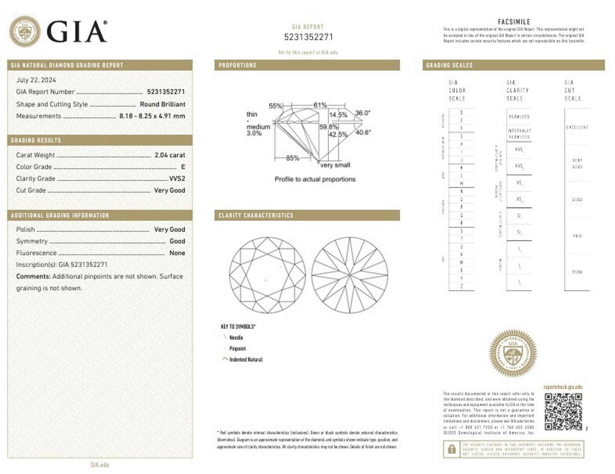 2.04 CARAT ROUND BRILLIANT CUT DIAMOND