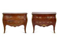A Pair of Louis XV Style Mahogany Commodes