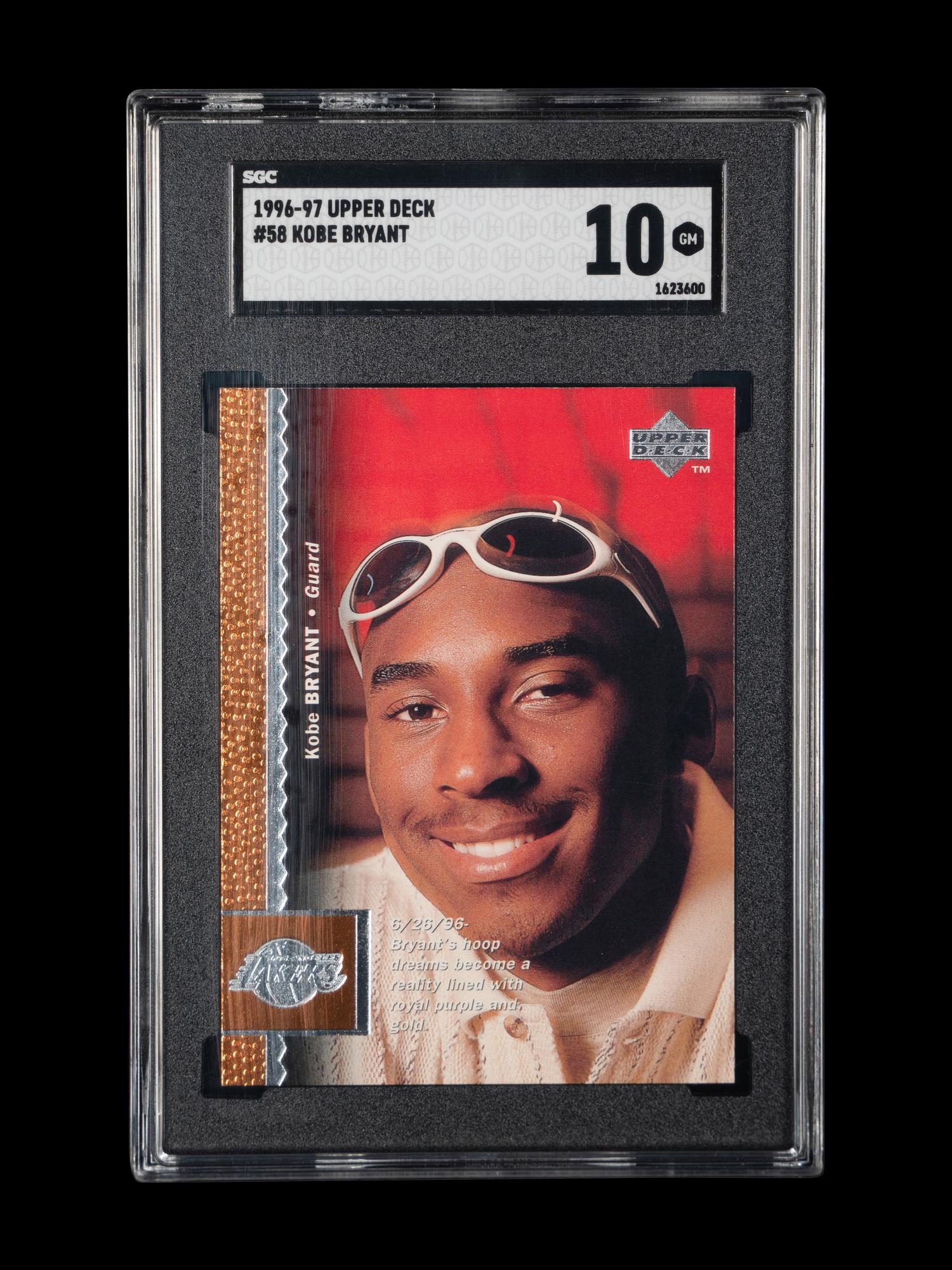 A 1996-97 Upper Deck Kobe Bryant Rookie Basketball Card No. 58 (SGC 10 GEM MINT)