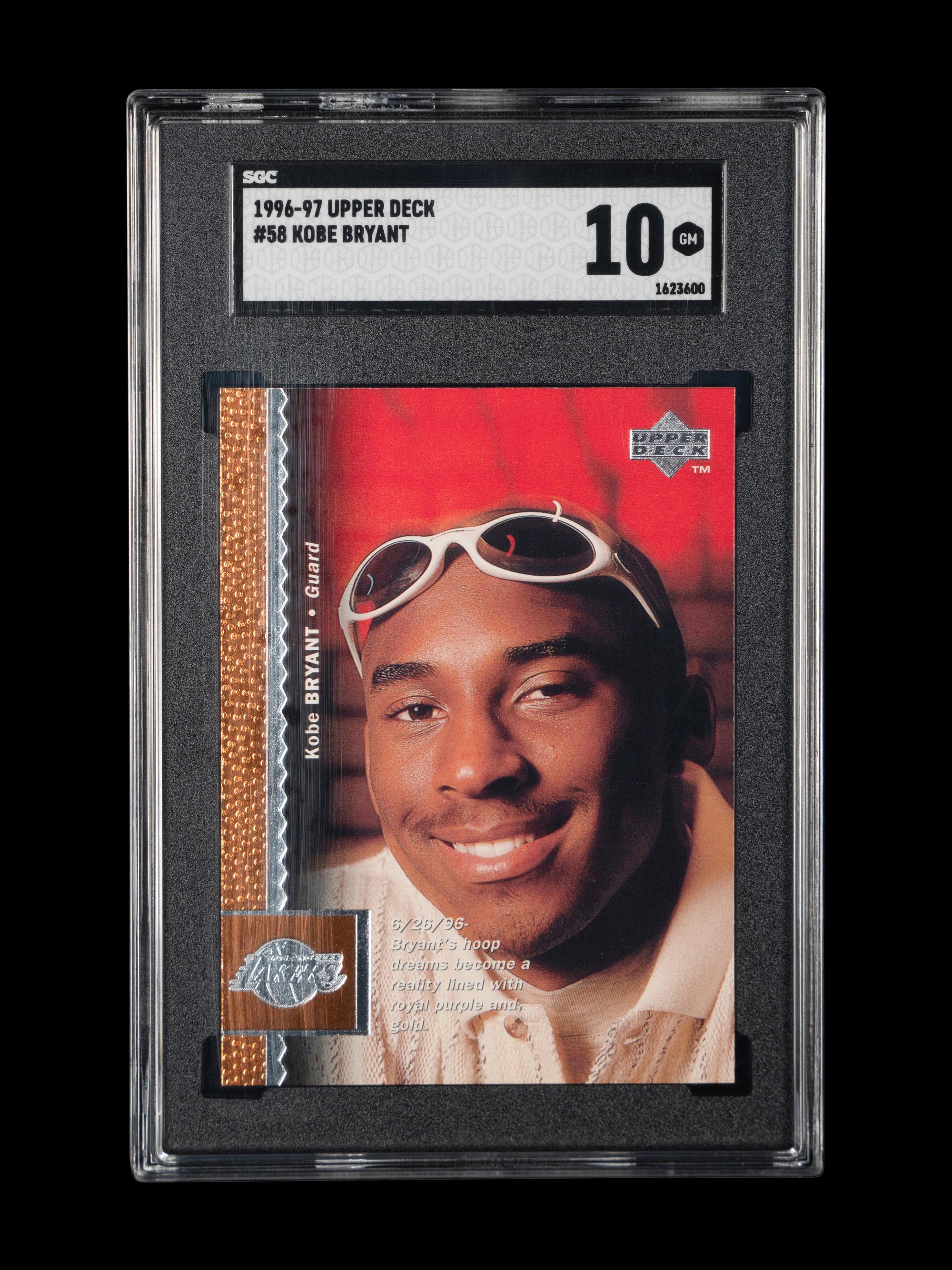 A 1996-97 Upper Deck Kobe Bryant Rookie Basketball Card No. 58 (SGC 10 GEM MINT)