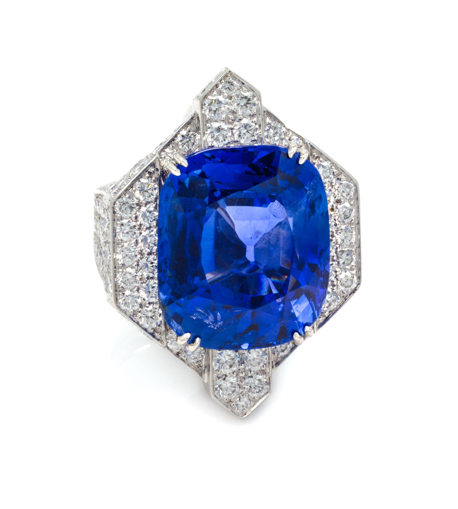 An Important Platinum, Gold, Sapphire and Diamond Ring, David Webb, 21.90 dwts.
