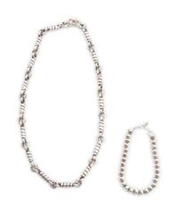 Southwestern Sterling Silver Necklace and Silver Bead Bracelet