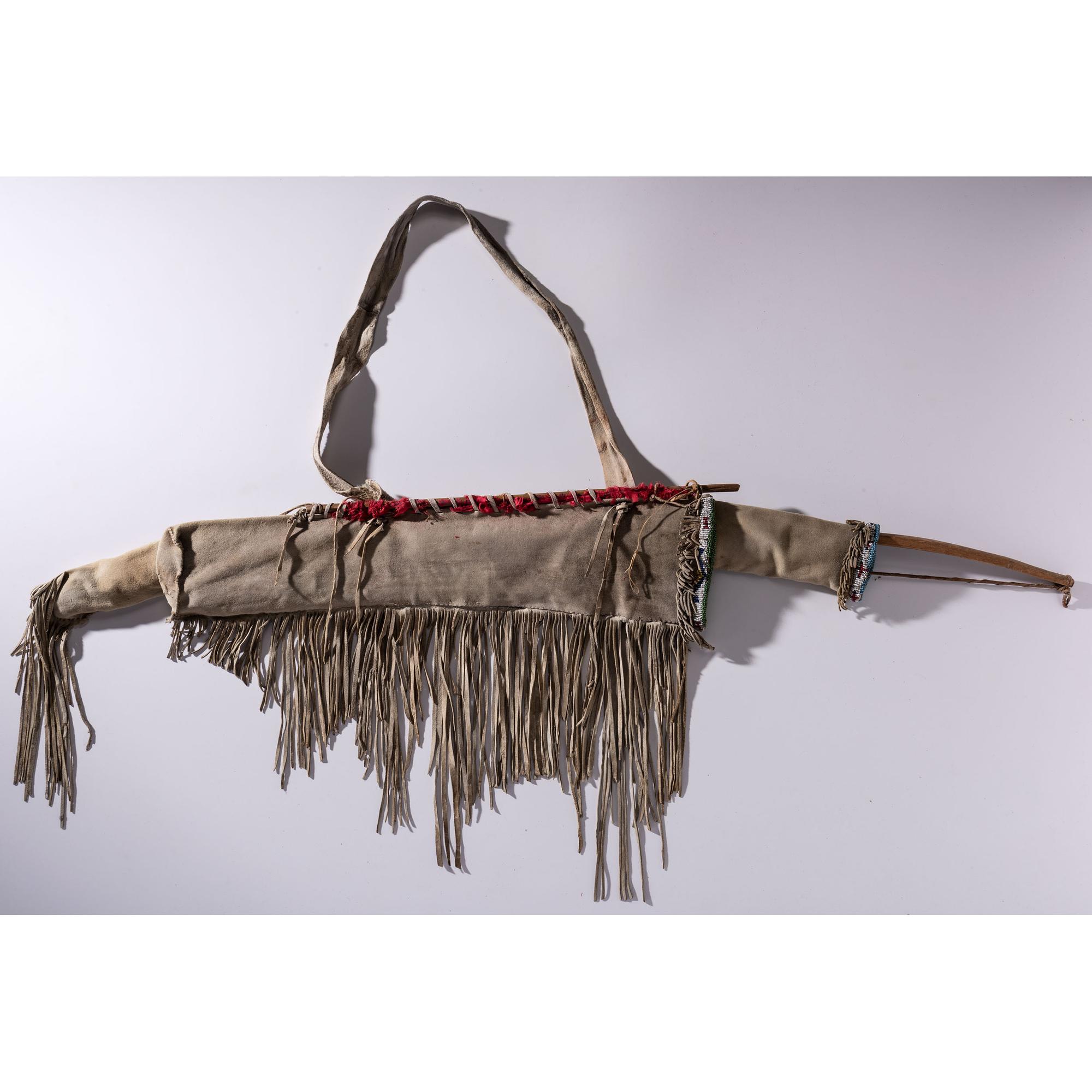 Sioux Beaded Hide Bowcase and Quiver, with Bow