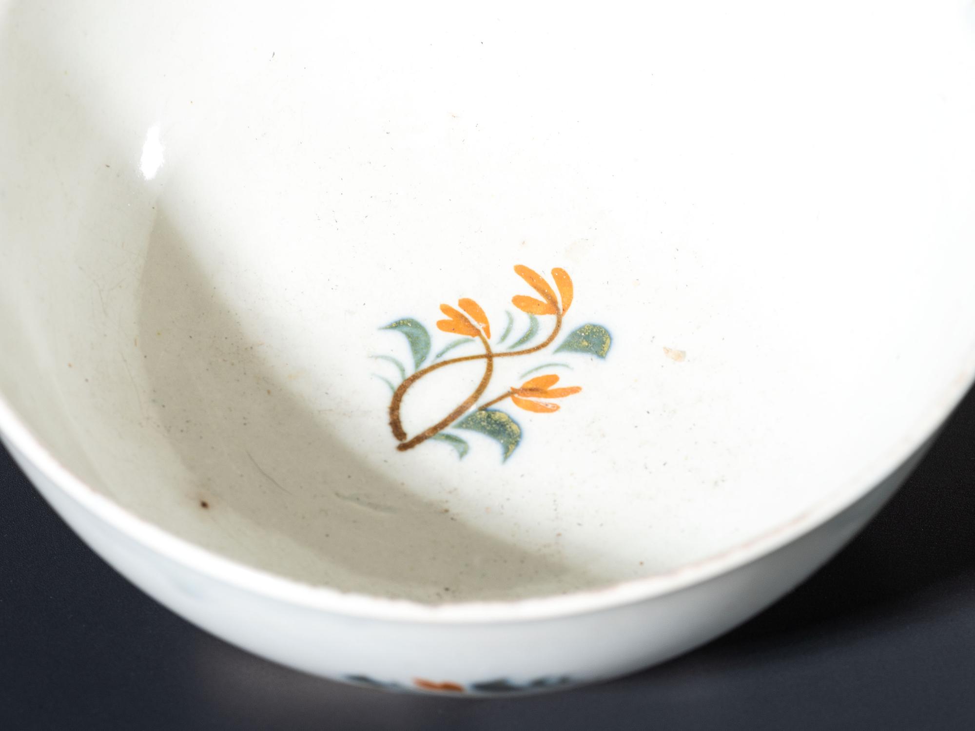 A Leeds Diminutive Creamware Coffeepot and Paint Decorated Pearlware Bowl
