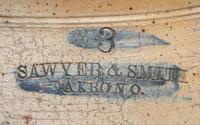 A Sawyer & Smith Three Gallon Cobalt Decorated Stoneware Crock