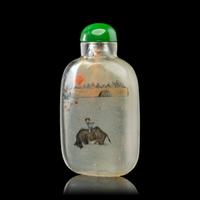 A Chinese Inside Painted Glass Snuff Bottle, Signed Ma Shaoxuan (1867-1939) 馬少宣內畫玻璃牧童吹笛圖鼻煙壺
