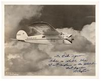 [AVIATION] -- POST, Wiley (1898-1935). Photograph signed and inscribed ("To Carl Squier-, This is still the Best Airplane in the World, Best regards, Wiley Post").