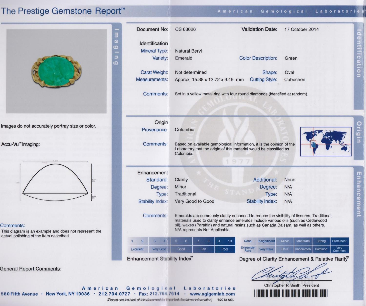 An 18 Karat Yellow Gold, Platinum, Emerald and Diamond Ring, Trabert & Hoeffer-Mauboussin, 11.70 dwts.