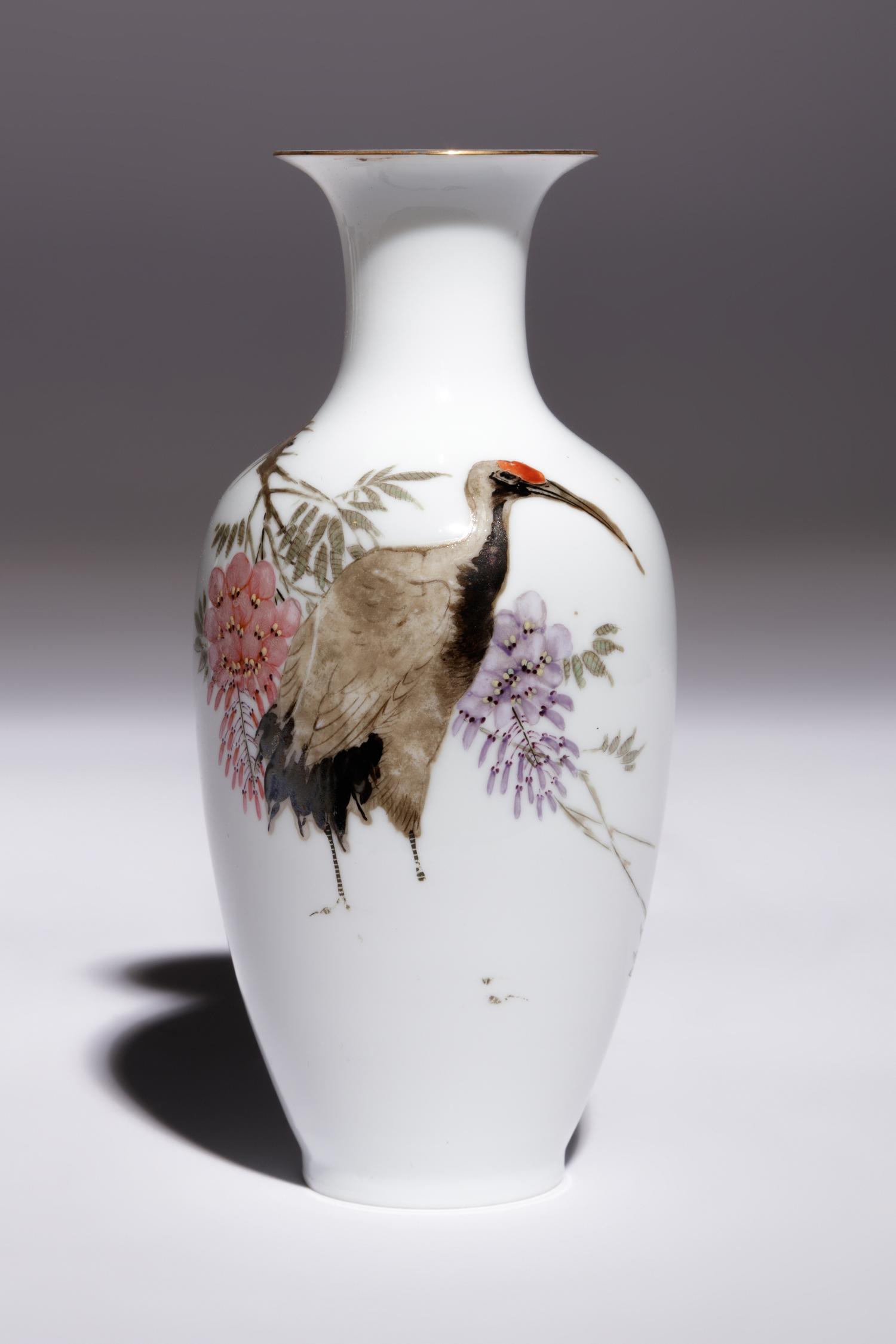 Five Famille Rose Eggshell Porcelain 'Birds' Vases