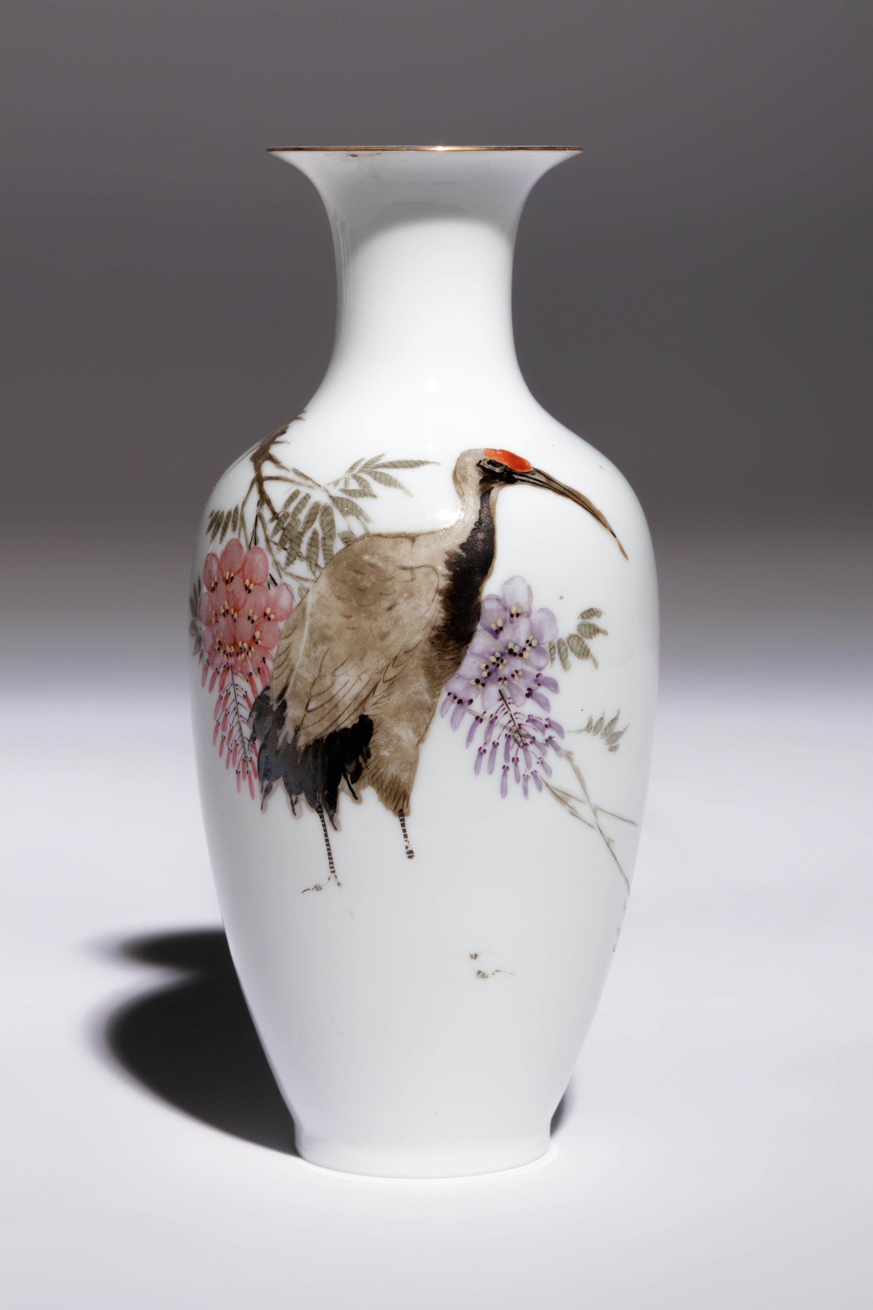 Five Famille Rose Eggshell Porcelain 'Birds' Vases