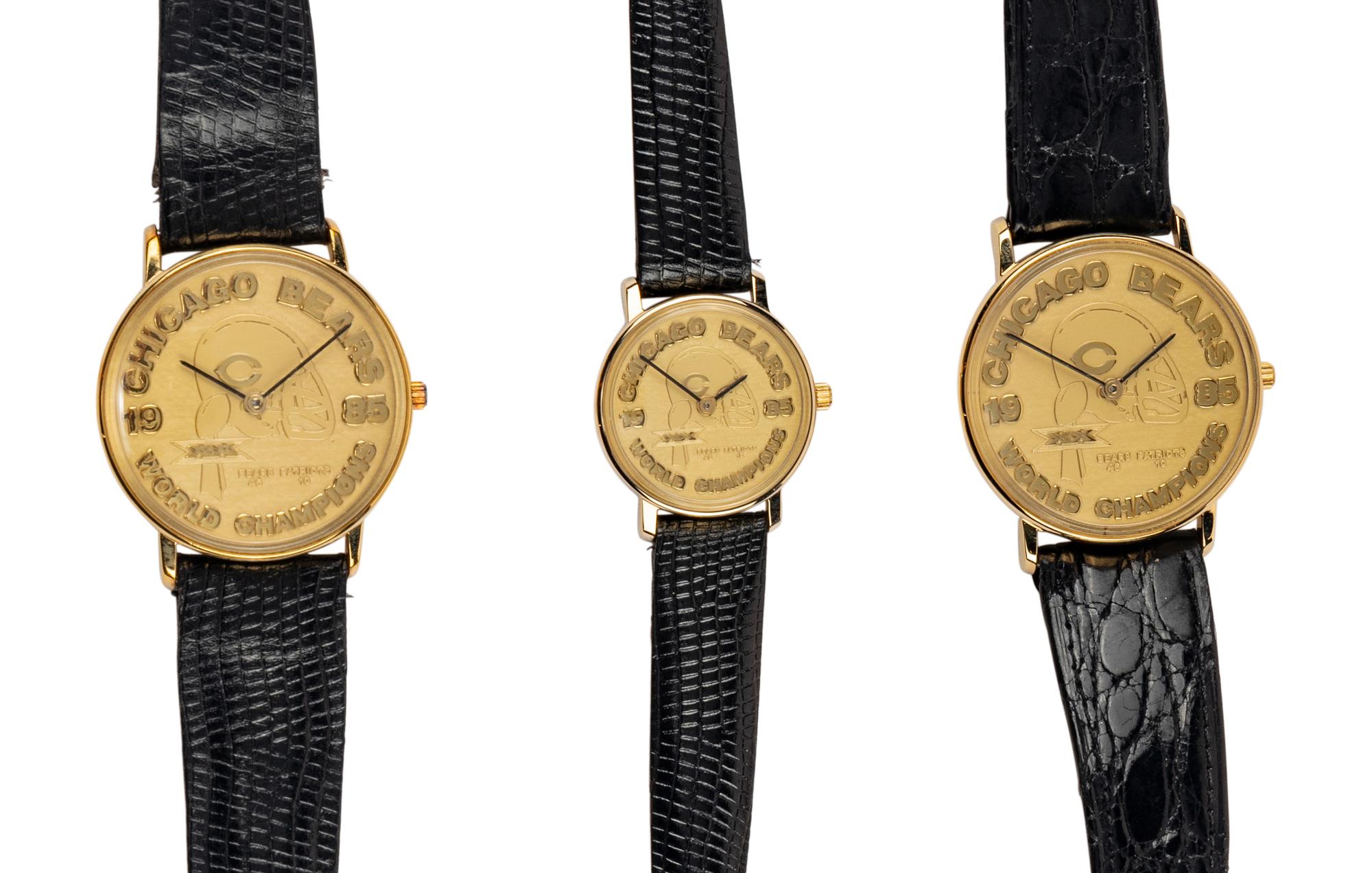 A Group of Three 1985 Chicago Bears Super Bowl Champions Commemorative Watches from The Collection of Mike Ditka,
