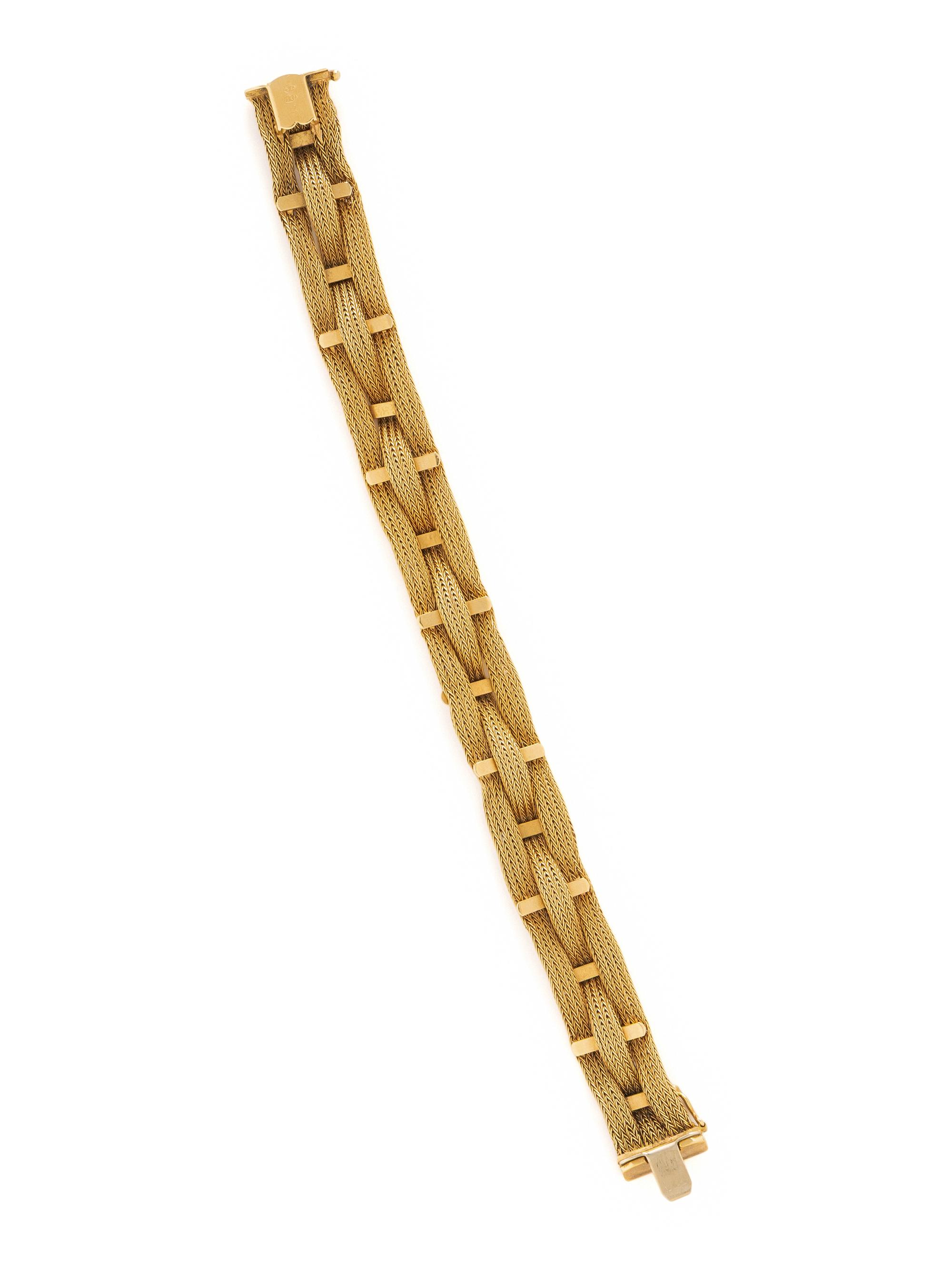 YELLOW GOLD MESH LINK BRACELET