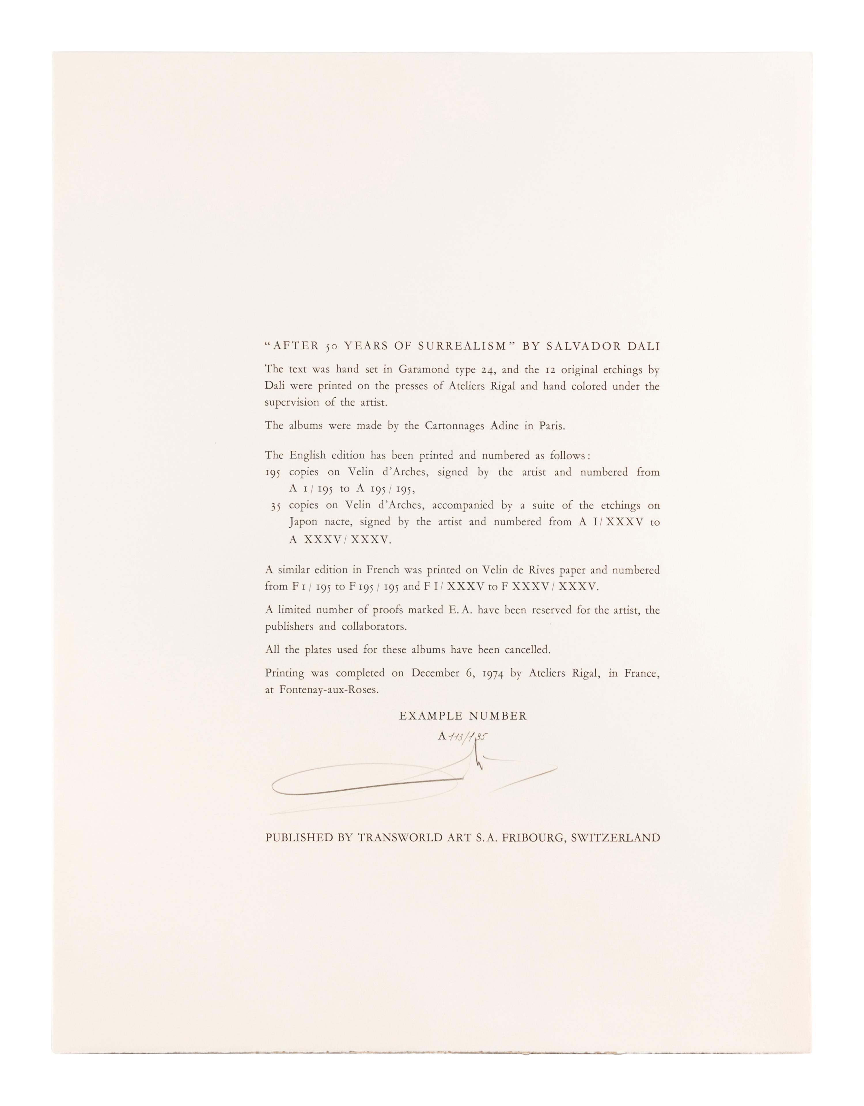 After 50 Years of Surrealism (complete portfolio of 12 with text and justification pages and portfolio case), 1974