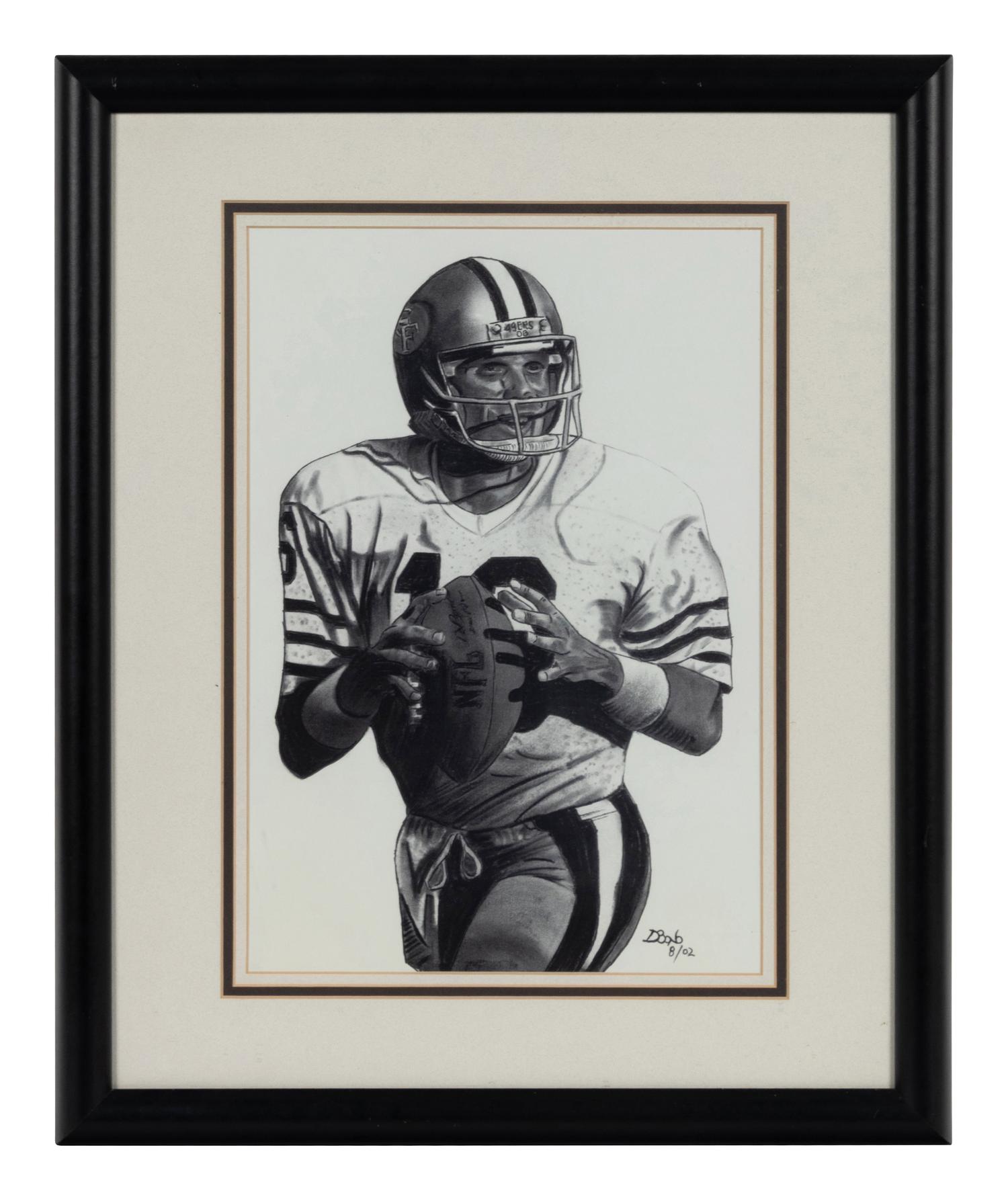 A Group of Nine Artworks of Various Football Players Formerly Displayed at Mike Ditka’s Restaurant