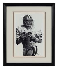 A Group of Nine Artworks of Various Football Players Formerly Displayed at Mike Ditka’s Restaurant