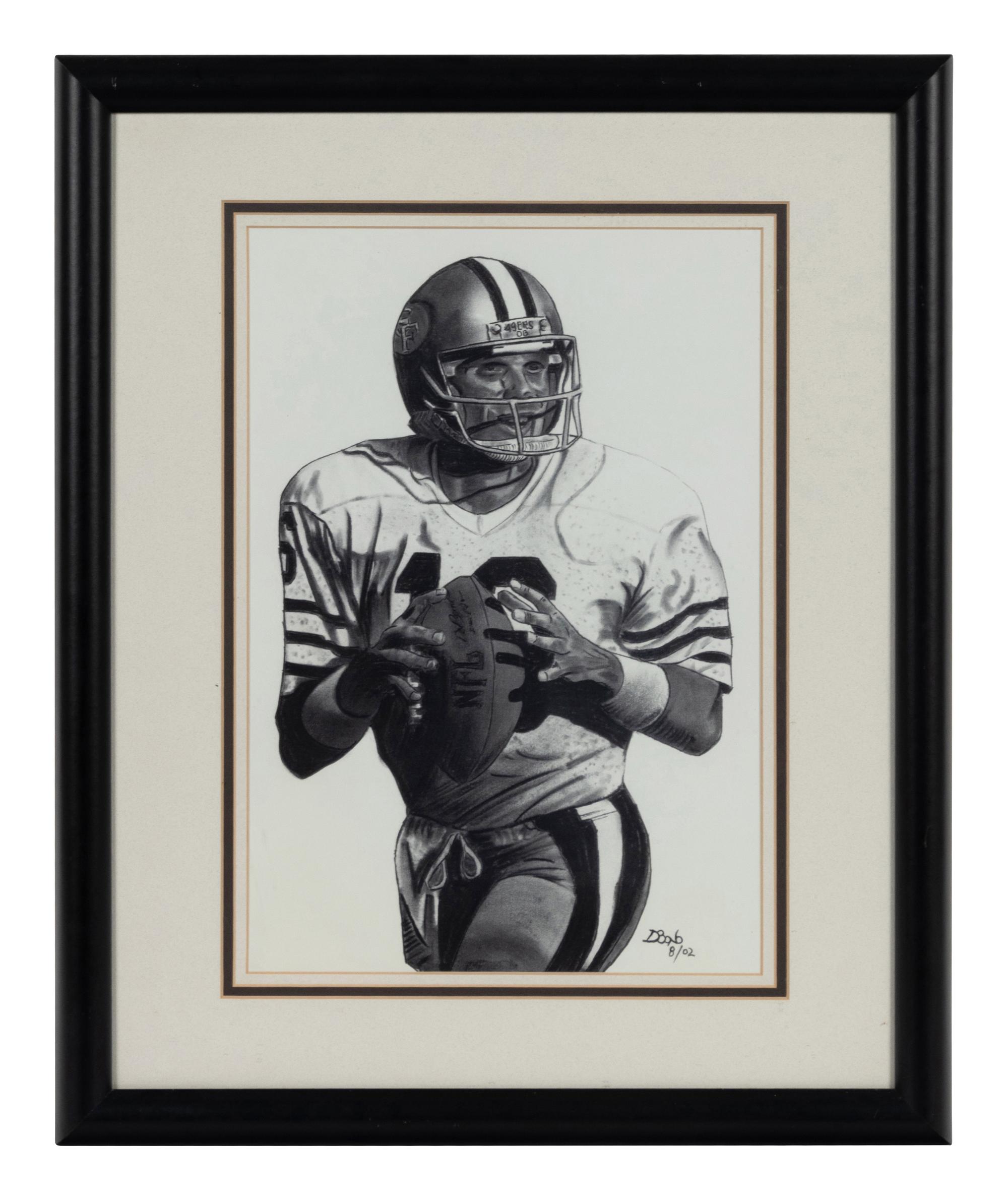 A Group of Nine Artworks of Various Football Players Formerly Displayed at Mike Ditka’s Restaurant
