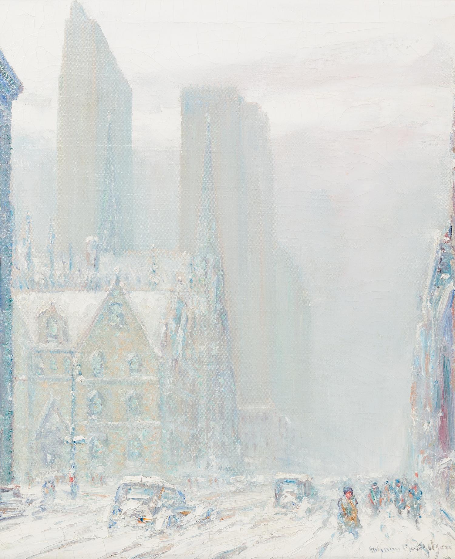Johann Berthelsen, (American, 1883-1972), A Snowy Day, New York