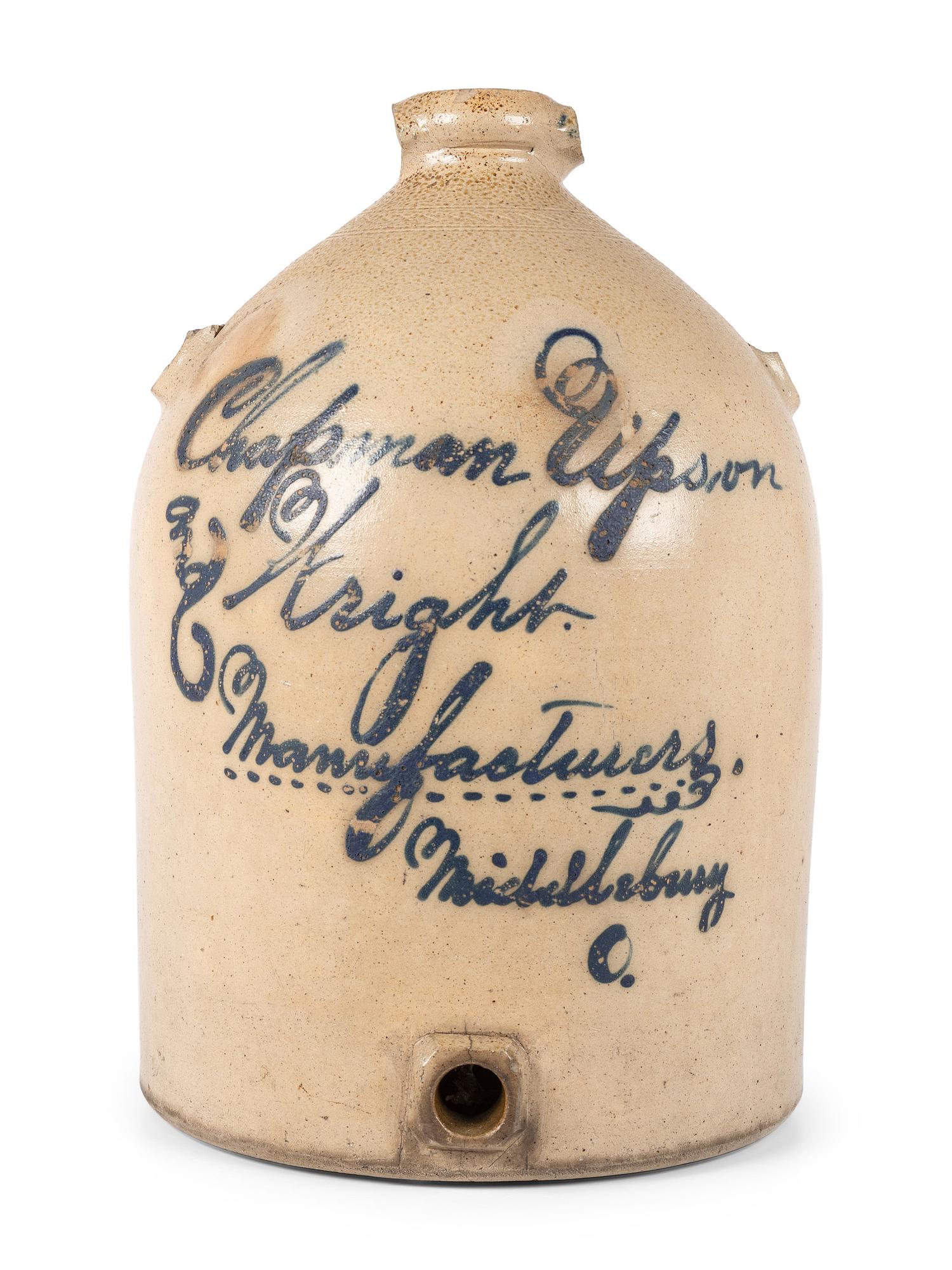 An Ohio Script Painted Stoneware Water Cooler