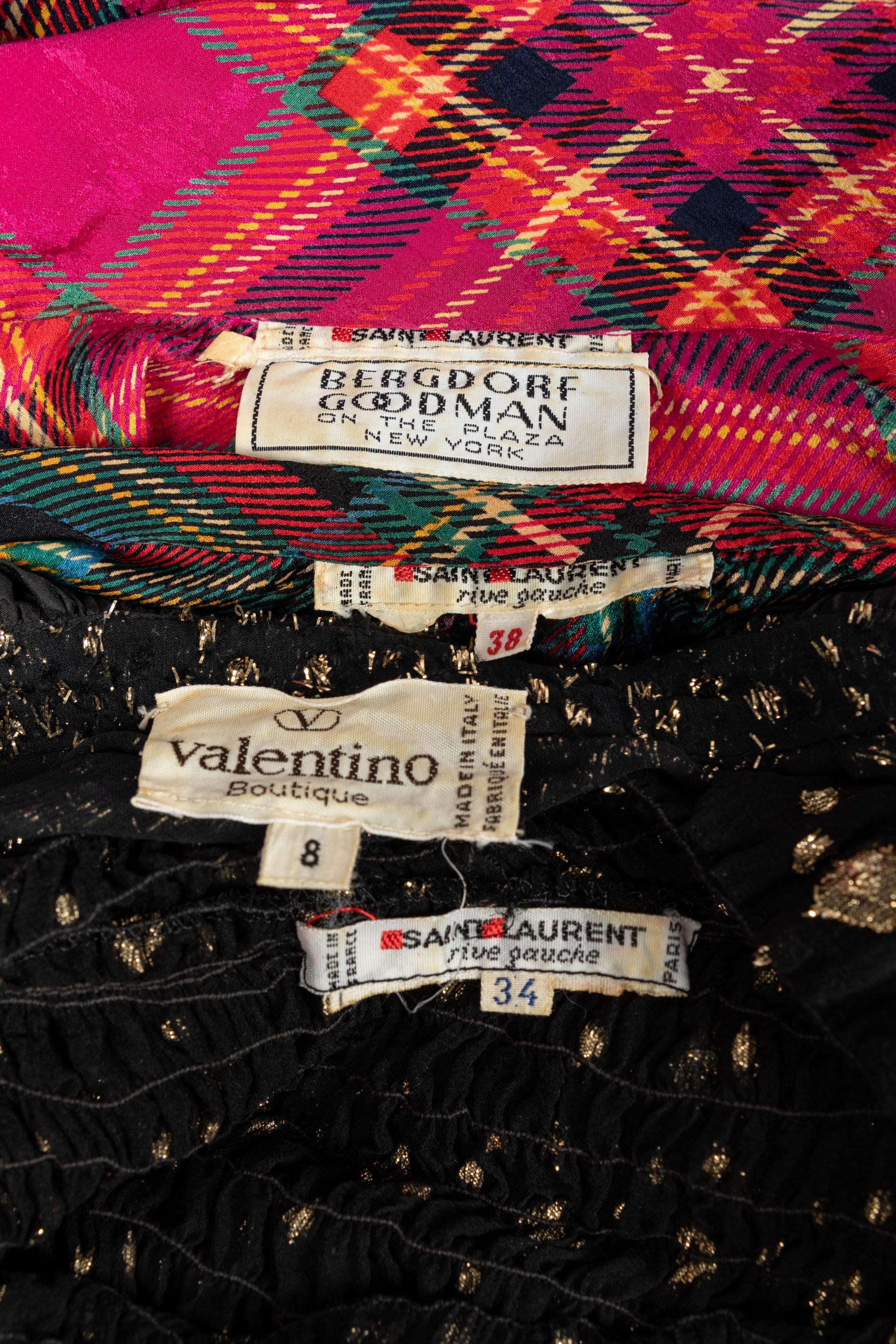 Four Designer Tops: Three Saint Laurent Rive Gauche & One Valentino, 1980s