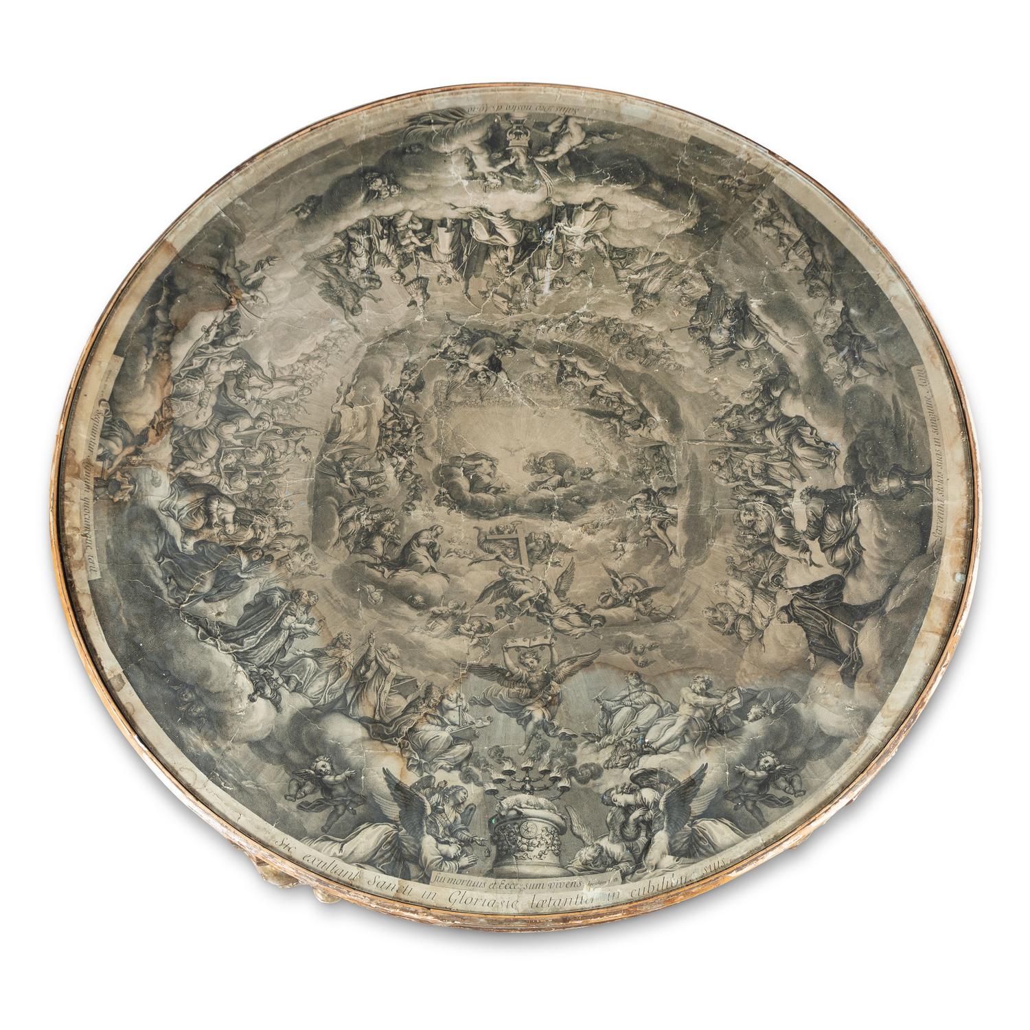 An Italian Baroque Style Silvered Wood and Engraving-Inset Center Table