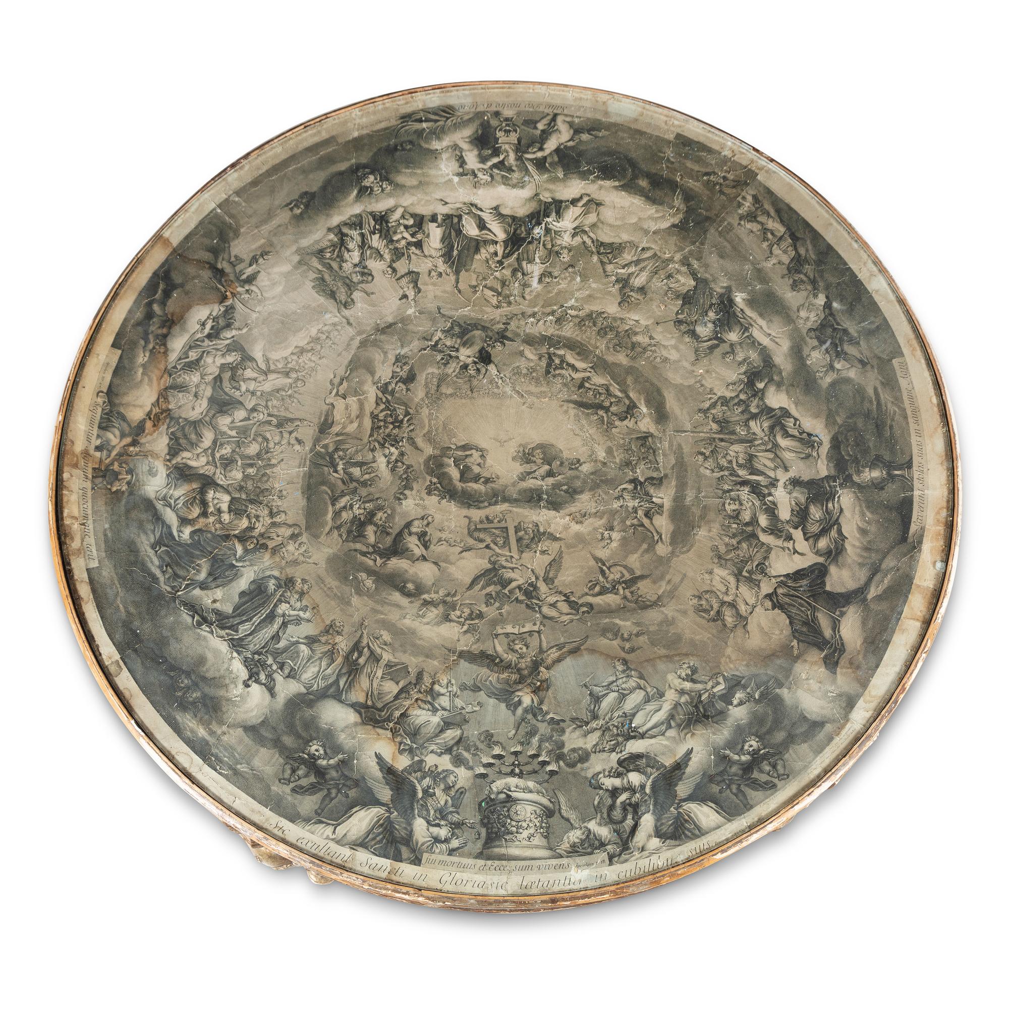 An Italian Baroque Style Silvered Wood and Engraving-Inset Center Table