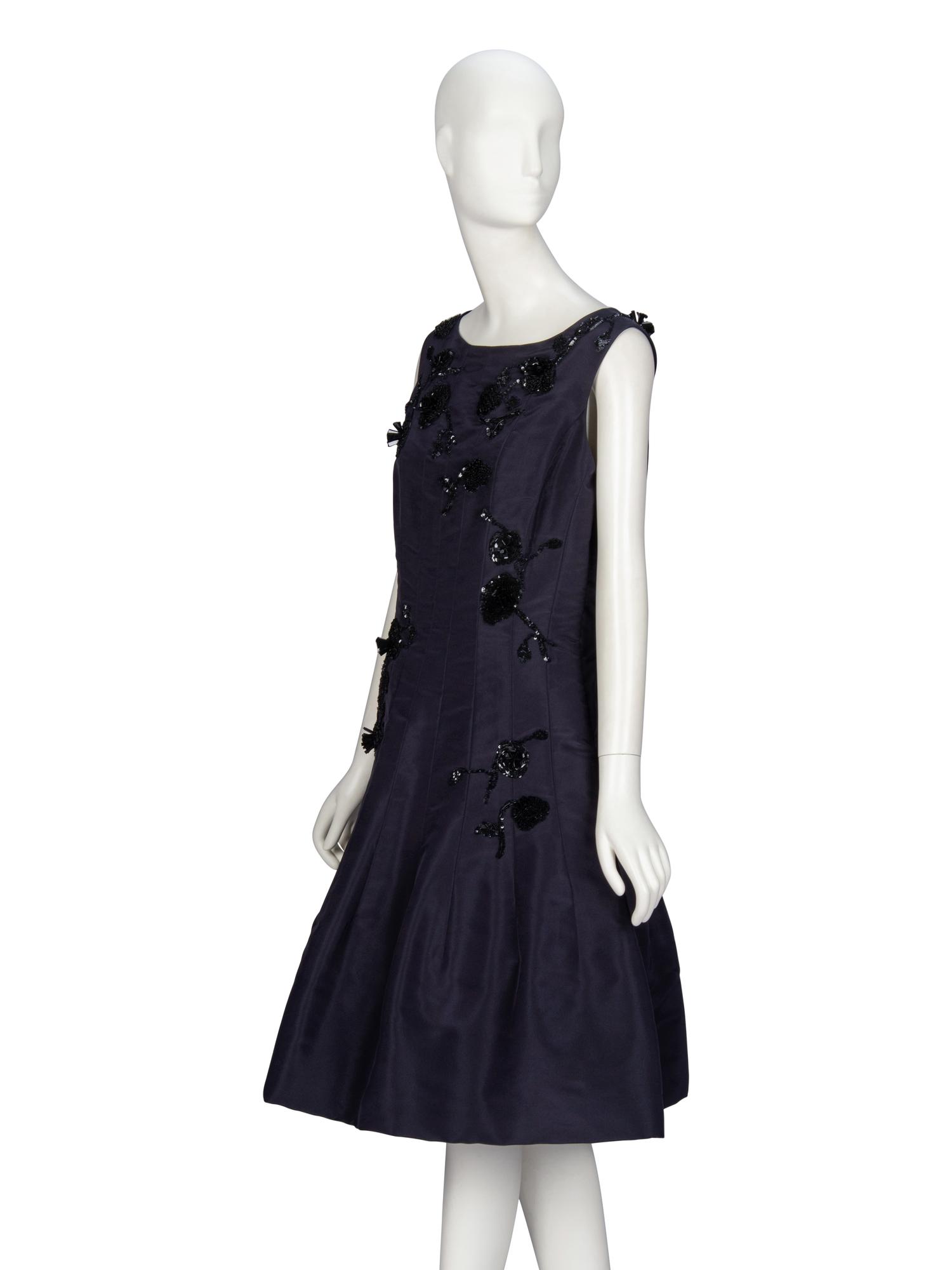 Oscar de la Renta, Navy Silk Cocktail Dress