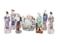 Seven Chinese Famille Rose Porcelain Figures