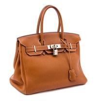 An Hermes Gold Taurillon Clemence 30cm Birkin Handbag, 12" x 8.5" x 6".