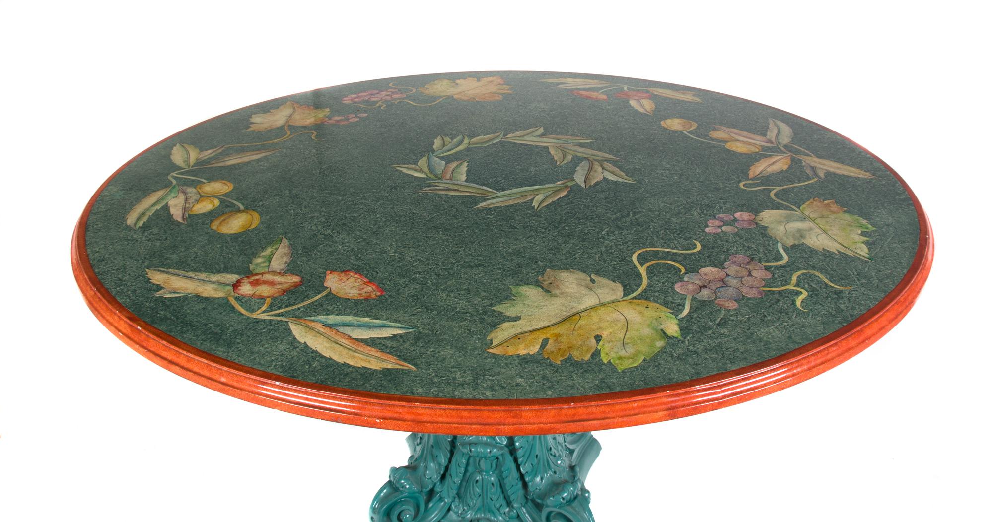 An Italian Simulated Pietra Dura Top Table Height 29 1/2 x diameter 59 1/2 inches. — 20TH CENTURY