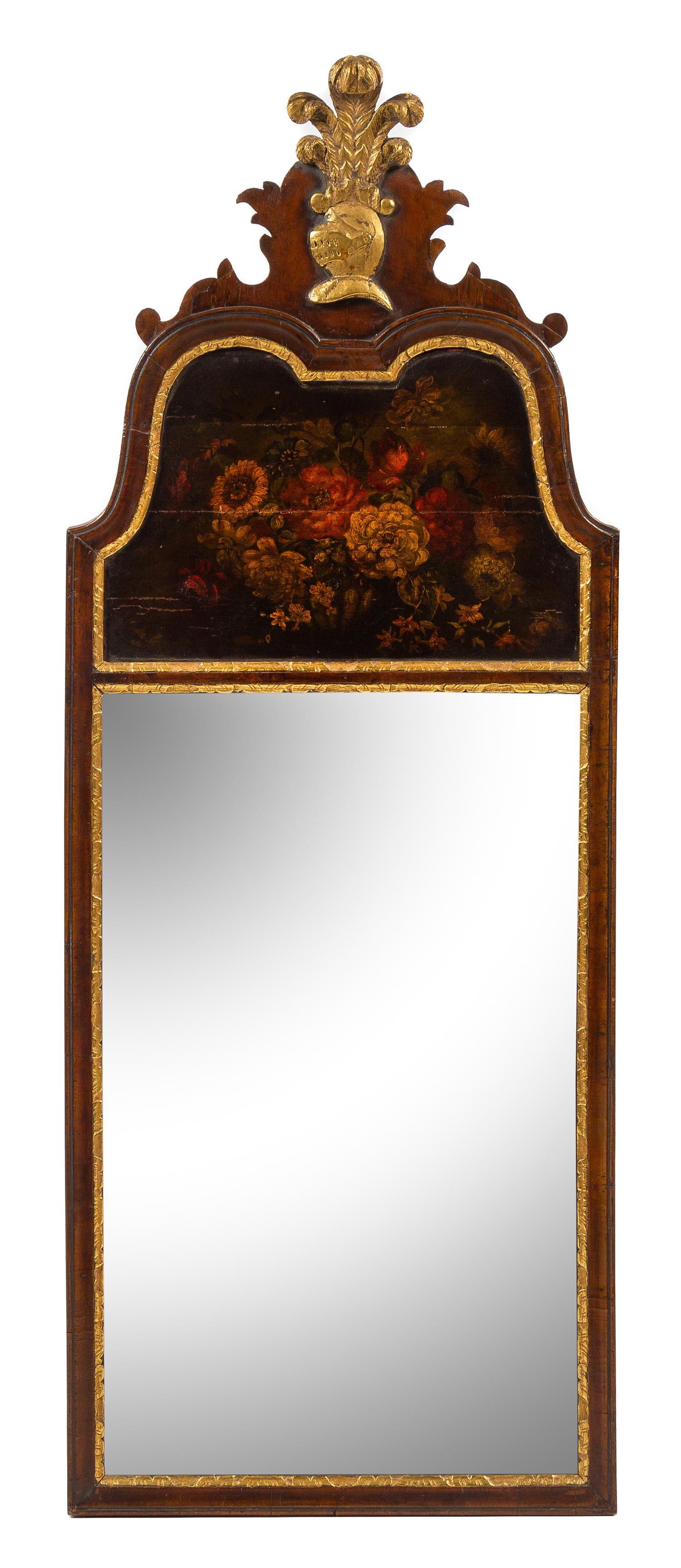 An English Painted and Parcel Gilt Mirror Height 52 x width 20 inches. — LATE 19TH/EARLY 20TH CENTURY