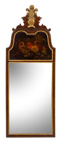 An English Painted and Parcel Gilt Mirror Height 52 x width 20 inches. — LATE 19TH/EARLY 20TH CENTURY