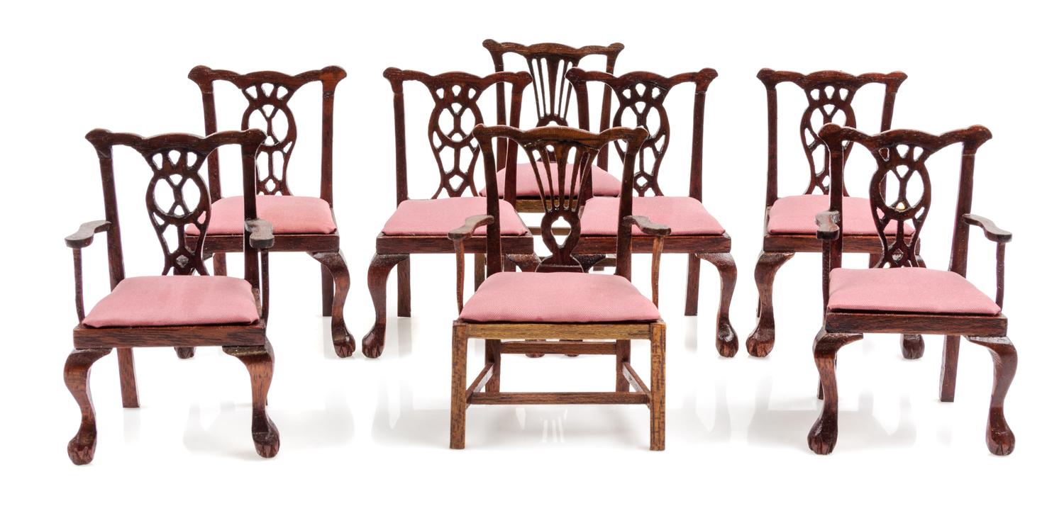A Group of Eight Chippendale Style Mahogany Dining Chairs Height 2 3/4 inches. — John Wilson Finn, 1998