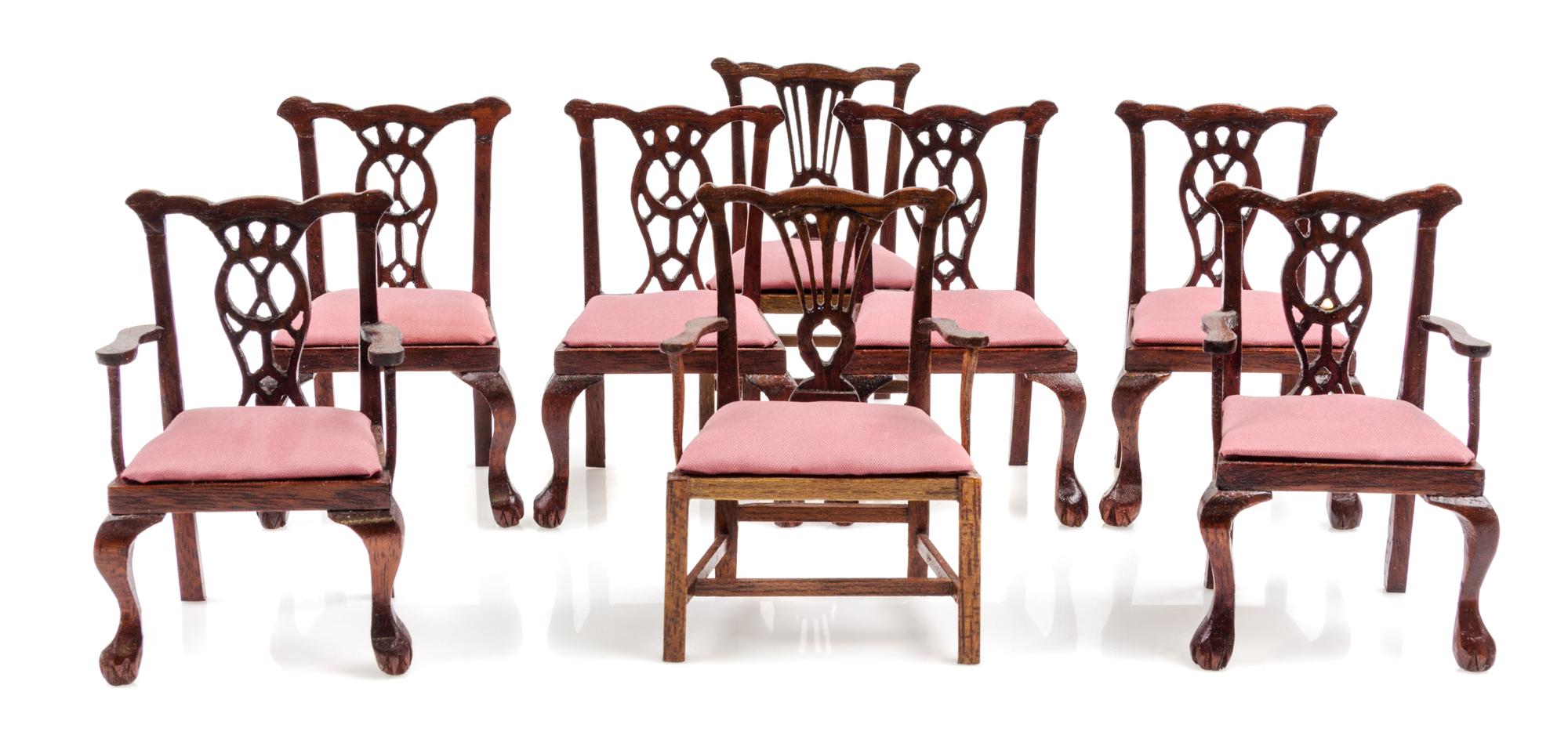 A Group of Eight Chippendale Style Mahogany Dining Chairs Height 2 3/4 inches. — John Wilson Finn, 1998